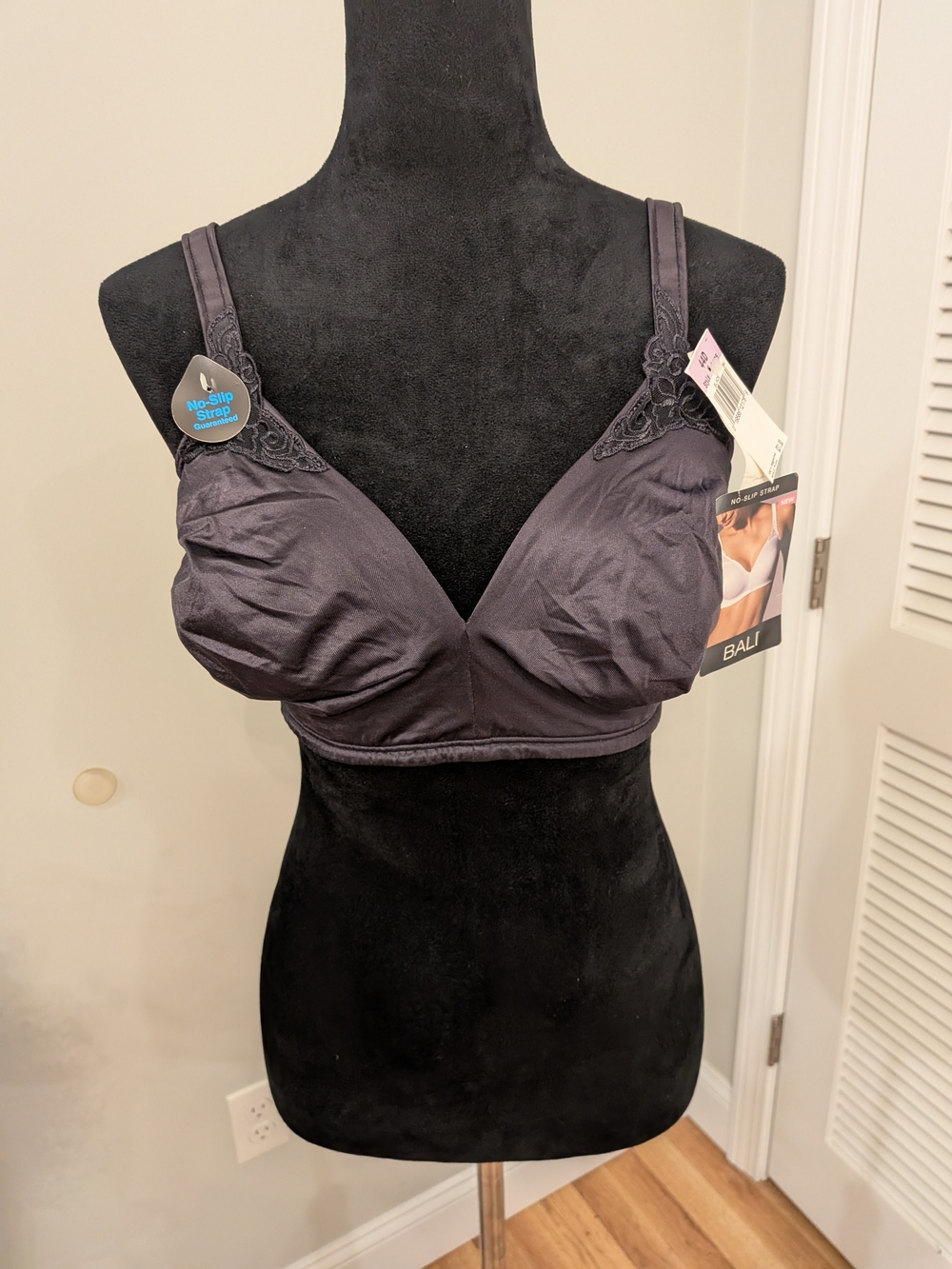 Bali Wireless Comfort Bra in Dark Gray - Bali Size 44D No Slip Straps Soft Fabri